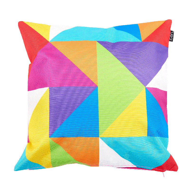 Bean Bag Bazaar Geometric Print Indoor-Outdoor Cushion, Technicolour