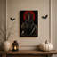Art mural sur toile, "Skeletal King" sur trône gothique avec lune rouge-1503516204