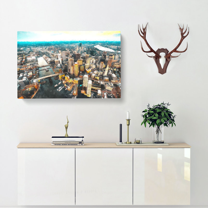 Boston Massachusetts - Wrapped Canvas Painting, 35cm H x 50cm W x 3cm D