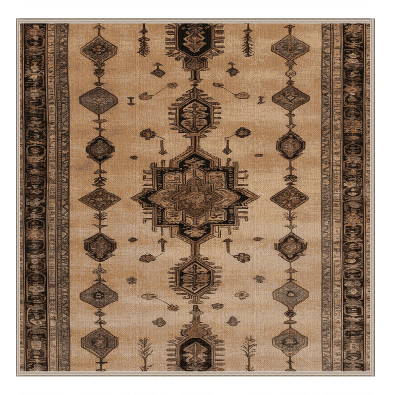 Tapis beige lavable à la machine, Carré 4 pi