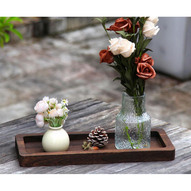 Plateau de service décoratif en bois de paulownia vieilli 15,7 po