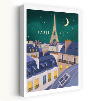 «Paris At Night Dreamy Romantic Abstract Architecture City», reproduction d'art murale