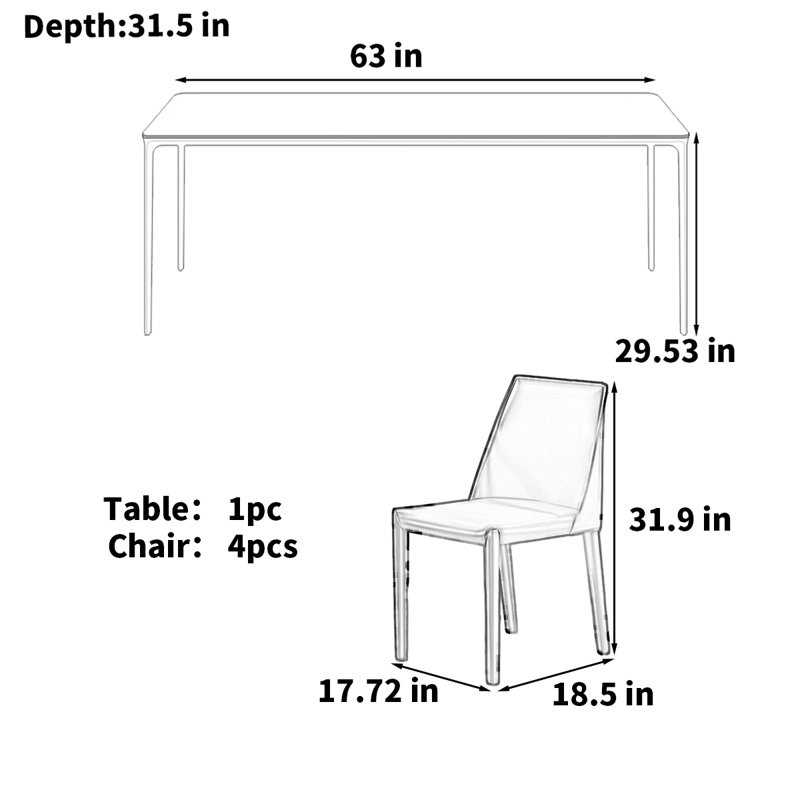 Table rectangulaire simple blanche moderne, H 29,53 po x L 63 po x l 31,5 po