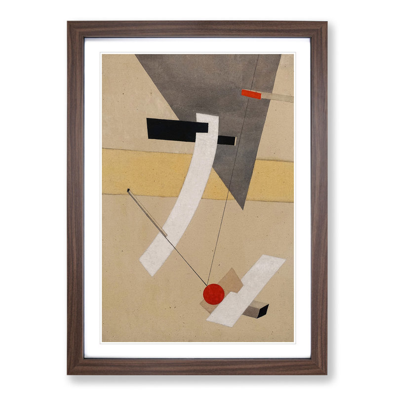 Proun 12E by El Lissitzky - Picture Frame Painting, Walnut Framed, 48cm H x 36cm W x 2cm D