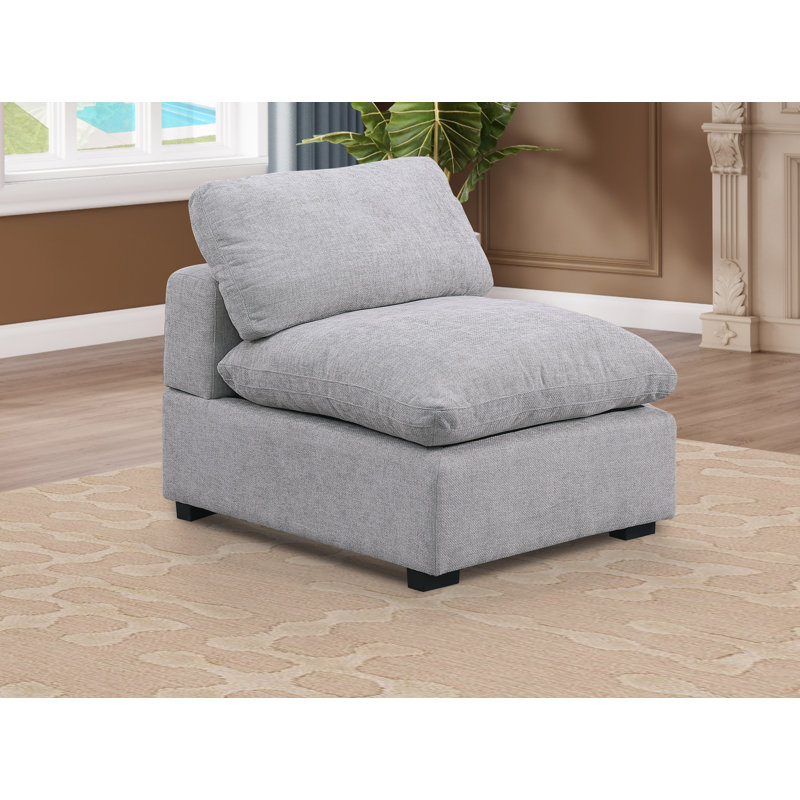 Ashari Middle Seat Armless Module For Modular Sectional Sofa Couch Free Configuration Sectional, Light Gray Polyester