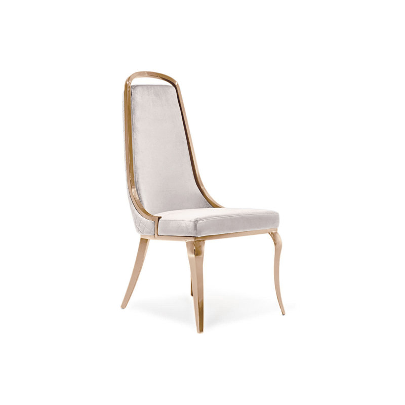 Chaise d'appoint en velours Oreana, Beige, Or rose