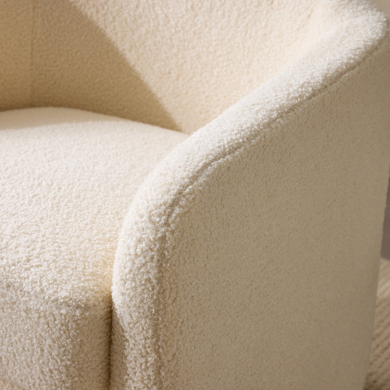Living Room Swivel Barrel Accent Chair, Khaki Teddy