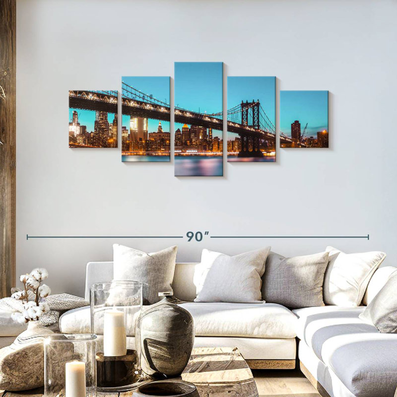 Bright Manhattan Bridge, H 30 po x l 68 po