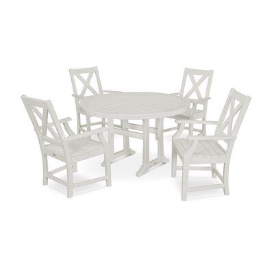 Braxton 5-Piece Nautical Trestle Arm Chair Dining Set -  POLYWOOD®, PWS509-1-WH