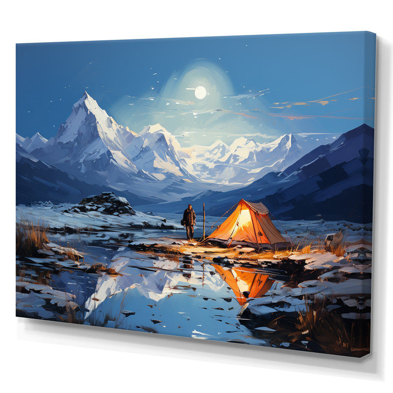Mountain Mountain Solitude 3 - Art mural de voyage en camping, Toile tendue, H 34 po x l 44 po x P 1,5 po