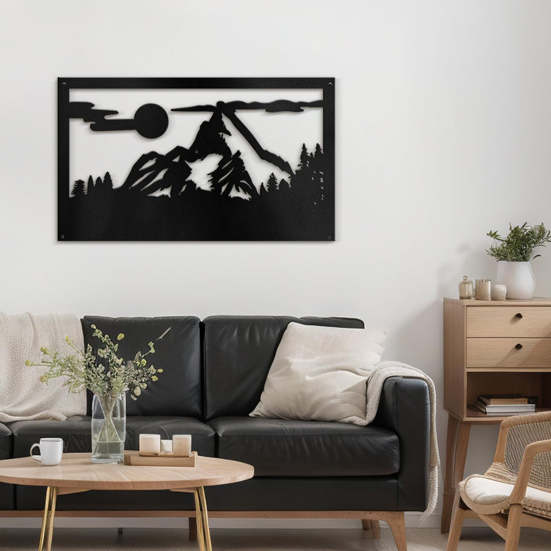 Décoration murale abstraite moderne Sun and Peaks Decor, H 21,24 po x l 36 po x P 0,05 po, Noir
