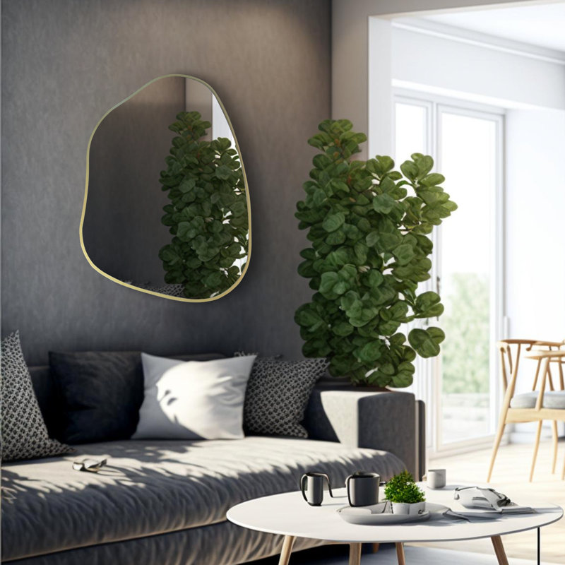 Irregular Accent Mirror, 35" x 27", Gold
