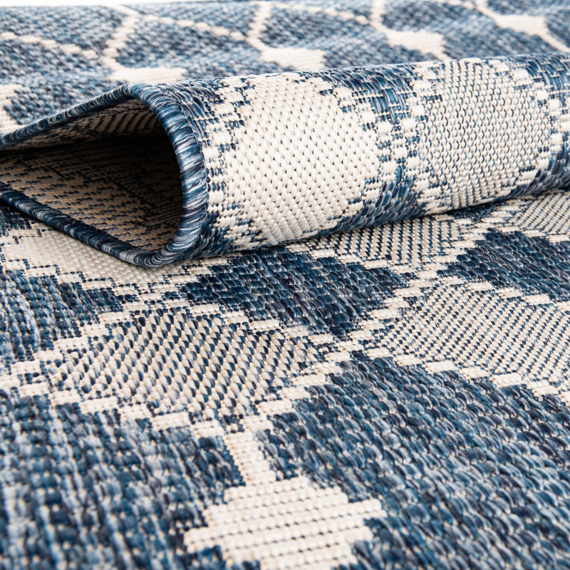 Blue Traliccio Indoor/Outdoor Trellis Rug, Rectangle 3' x 5'3"