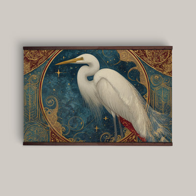 Très grande tapisserie héron sur toile