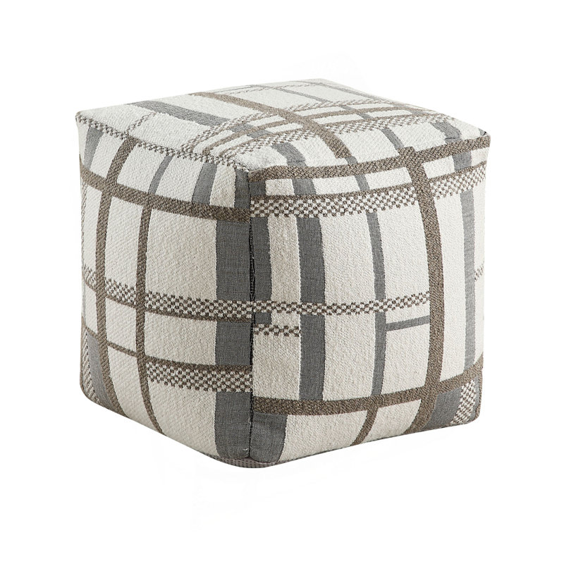 Square Pouf Multi-Color Jacquard Fabric Upholstery Modern Ottoman, Footstool, Non-Slip Floor Pouf, Bean Bag Chair, 1Pc Sitting Pouf