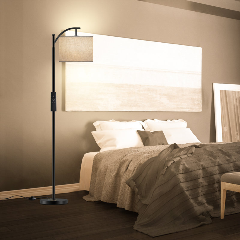 Mykah 61.8'' Arched/Arc Floor Lamp with Remote Control and Bulb Included, Gray