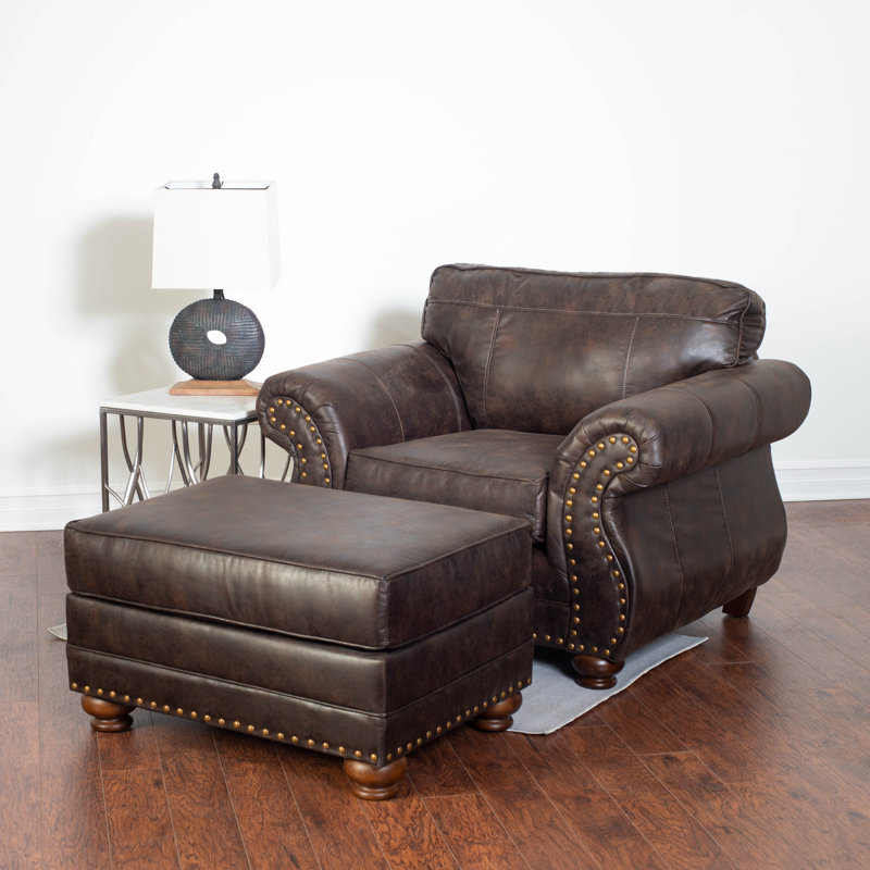 Fauteuil avec repose-pieds de 47 po Macalla, Brun