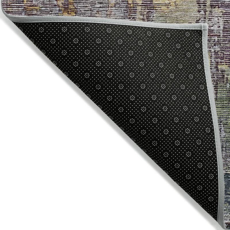 Tapis d'extérieur lavable abstrait 5 pi x 8 pi étain