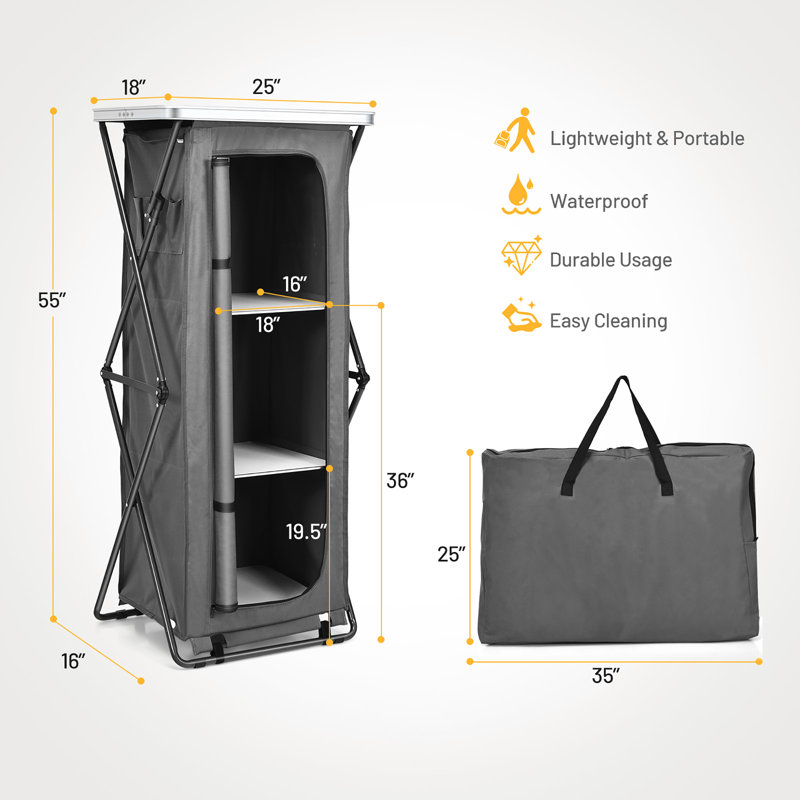 Azenet Camping Storage Cabinet, 55" H x 25" W x 18" D