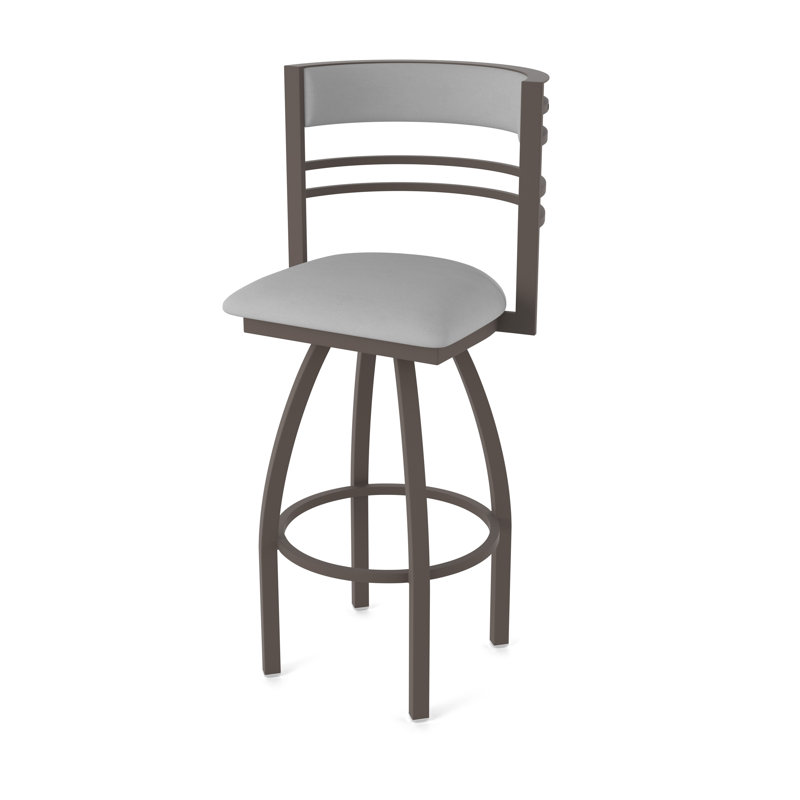 Hunter Swivel Stool, Vinyle - gris galbon Folkstone, Bronze, Tabouret de bar (siège d'une hauteur de 36 po)