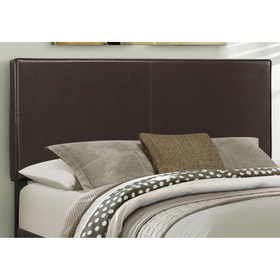 Queen Size Upholstered Bed In Dark Brown Leather Appearance Bedroom With Leather-Like Upholstery And Ease