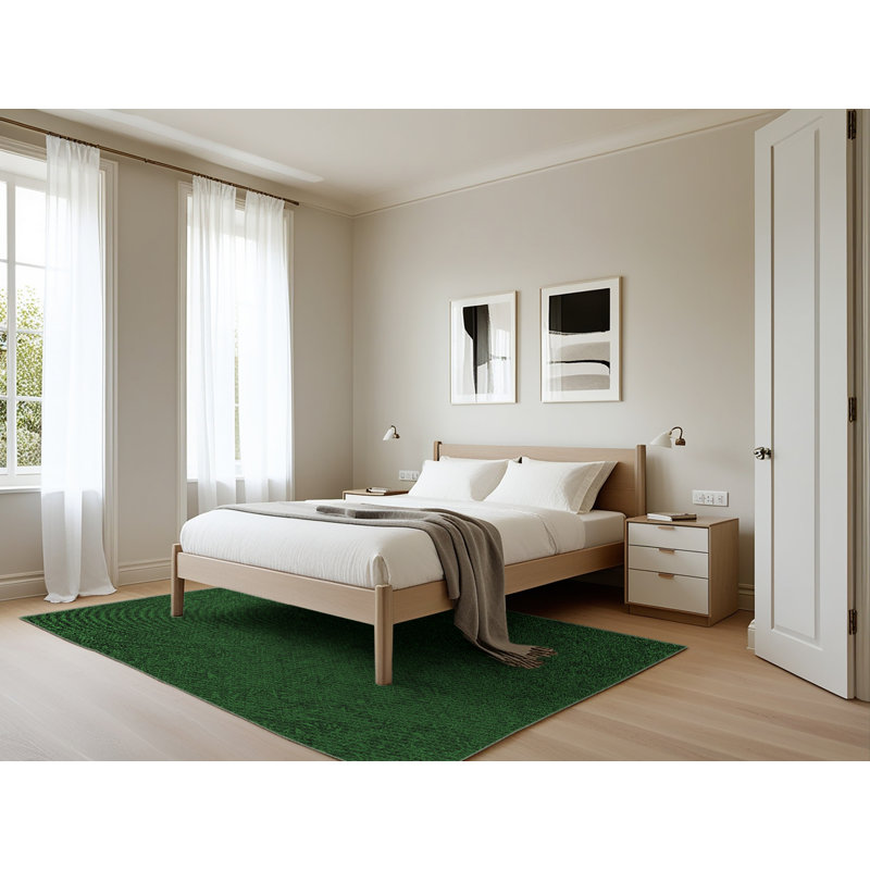 Tapis vert tissé à la machine, Rectangle 5 pi x 7 pi