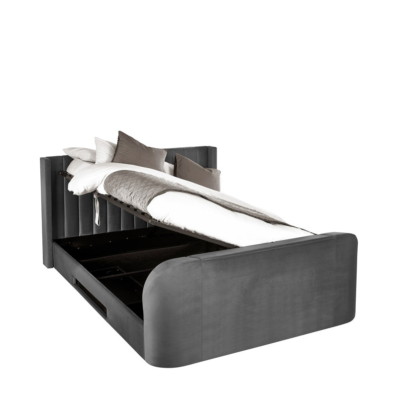 Rodrik SIDE LIFT OTTOMAN TV BED, Dark Grey, Double (4'6)