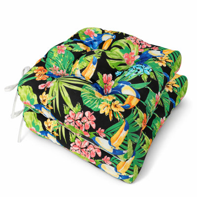 Ensemble de coussins de siège intérieur / extérieur touffetés de 2 coussins de chaise décoratifs en osier de 19 po x 19 po x 4 po avec dossier rond pour patio, jardin, salle à manger et bureau à domicile