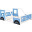 Lit bleu en forme de voiture pleine grandeur avec roulettes - Fabrication en bois de pin et fenêtres de conception de voiture pour rails à lattes prêts pour le matelas Allure-1606010697-1606010703