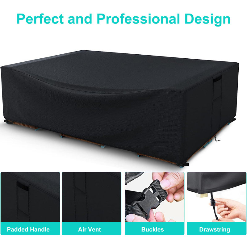 Housse de protection extérieure pour meubles avec cordon de serrage réglable, protection contre les rayons UV, pluie, neige, ouverture et poignée de ventilation