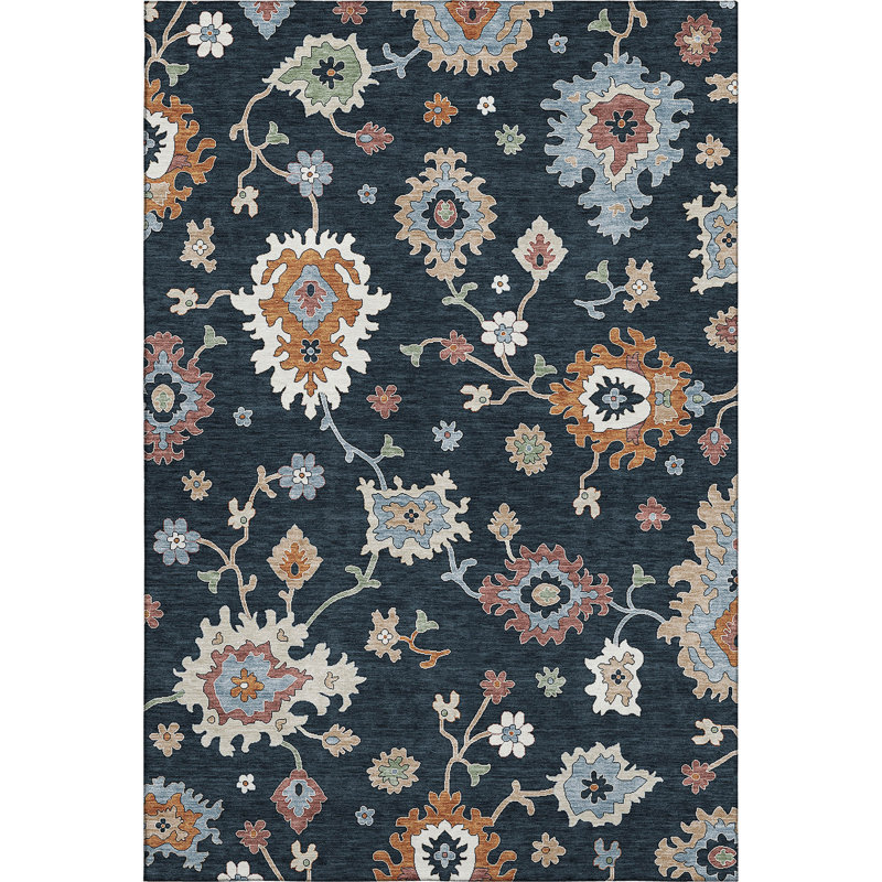 Premium Machine Washable Prisco Black Rug, Rectangle 9' x 12'