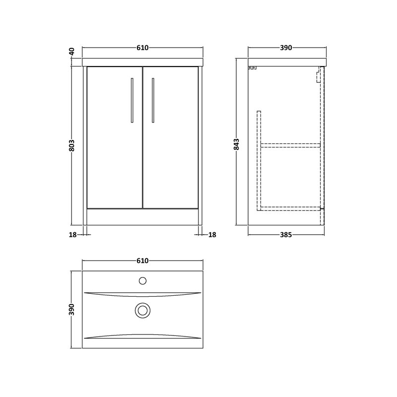 Juno 600mm Single Bathroom Vanity with Integrated Vitreous China Basin, White Ash