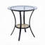 Col 3Pc Accent Table And Chair Set, Black Legs, Glass Top, Padded Seat