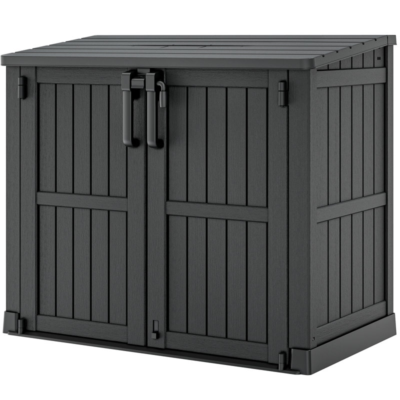 280 Gallon Outdoor Resin Lockable Deck Box Black, Black