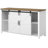 55.1-Inch Sideboard with Storage,Farmhouse Storage Cabinet with Sliding Barn Doors and 4 Drawers, Wood Buffet Table with Power Outlet-2050584212