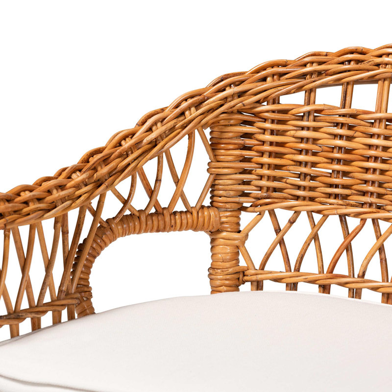 Beedie Polyester Blend Upholstered Rattan Bench