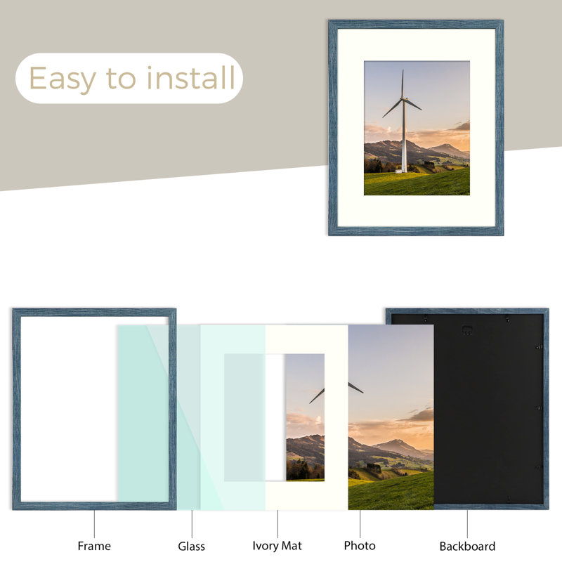 Dreketi Matte MDF Wall Hanging Picture Frame, Blue, 16" x 20"