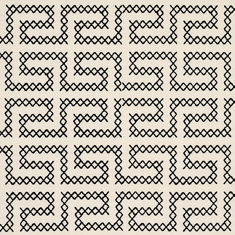 Tissu de broderie A Maze, Noir / Ivoire