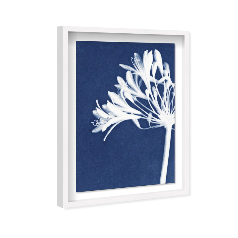 Cyan Bloom Print by Oliver Gal, 11.5"H x 16.5"W, White Shadowbox