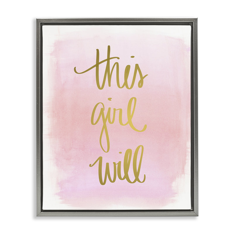 "This Girl Will on Pink", art mural sur toile flottante par Anna Quach, Cadre flottant gris lustré, H 21 po x l 17 po