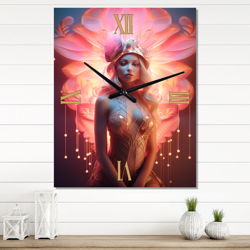 Horloge murale surdimensionnée rose Cabaret Sensual Dancer - mode femme, H 32 po x l 16 po x P 1 po