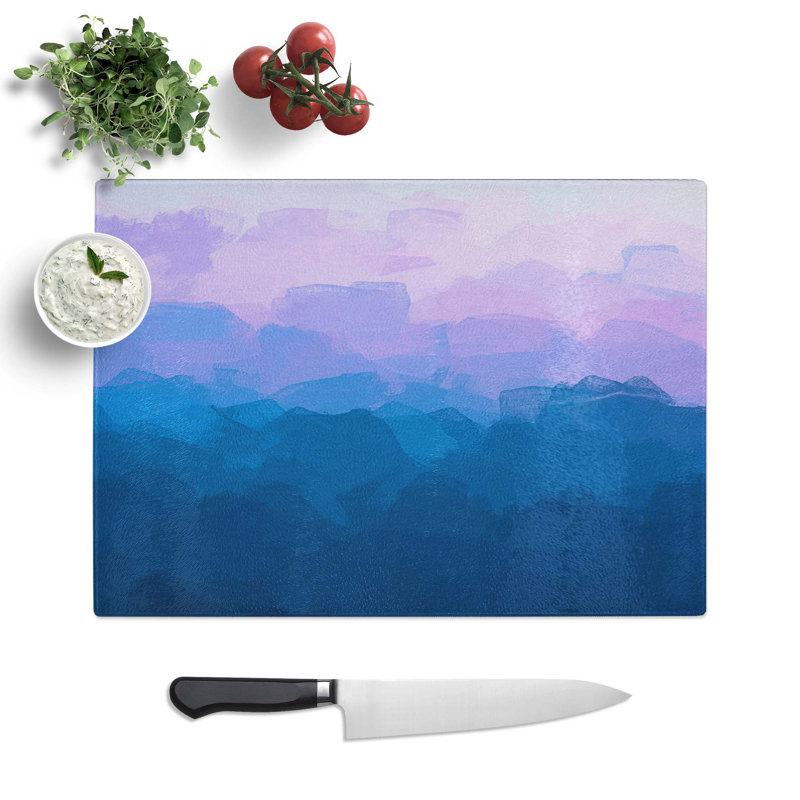 Tempered Glass View of a Mountain Range in Abstract Chopping Board, 39 cm W x 28.5 cm L