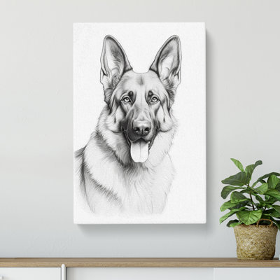 German Shepherd Line - Wrapped Canvas