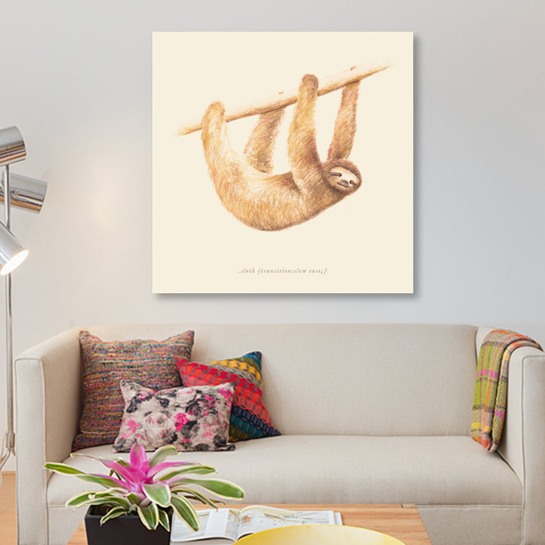 «Sloth», impression sur toile, H 48 po x l 48 po x P 1,5 po, Toile tendue, Pas de tapis