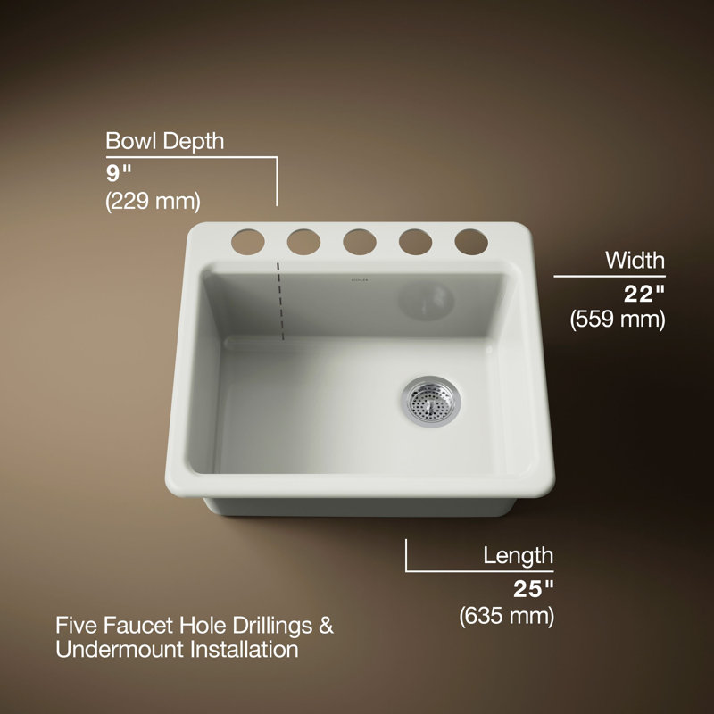 Riverby 25" undermount single-bowl workstation kitchen sink