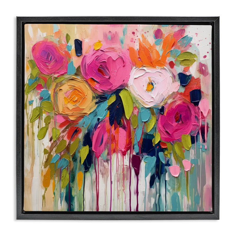 "Urban Paint Bouquet", art mural encadré noir par Irena Orlov , Cadre flottant noir de jais, 18" H x 18" W