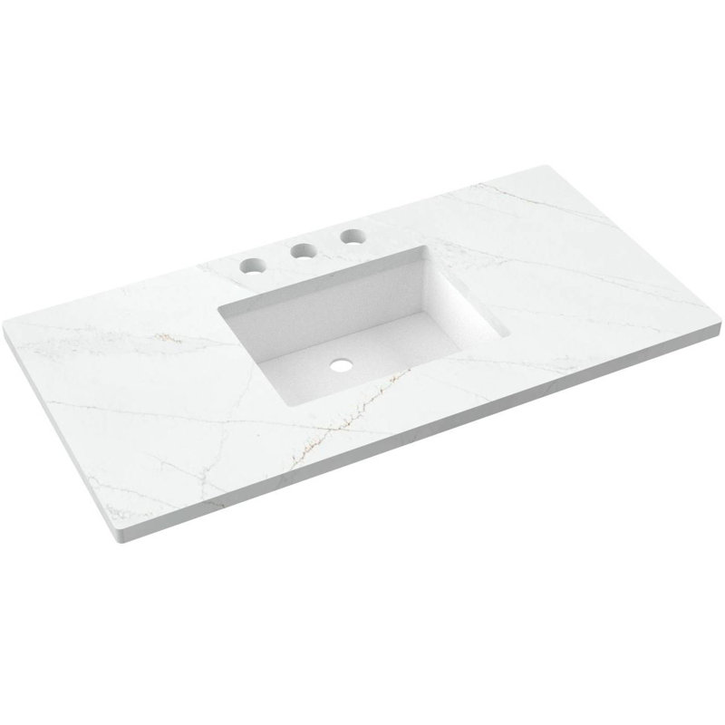 Lecrieú Single Bath Vanity, Pure White, 42", Polished Chrome