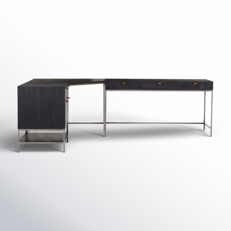 Trey Solid Wood Executive Desk, Black Wash Poplar