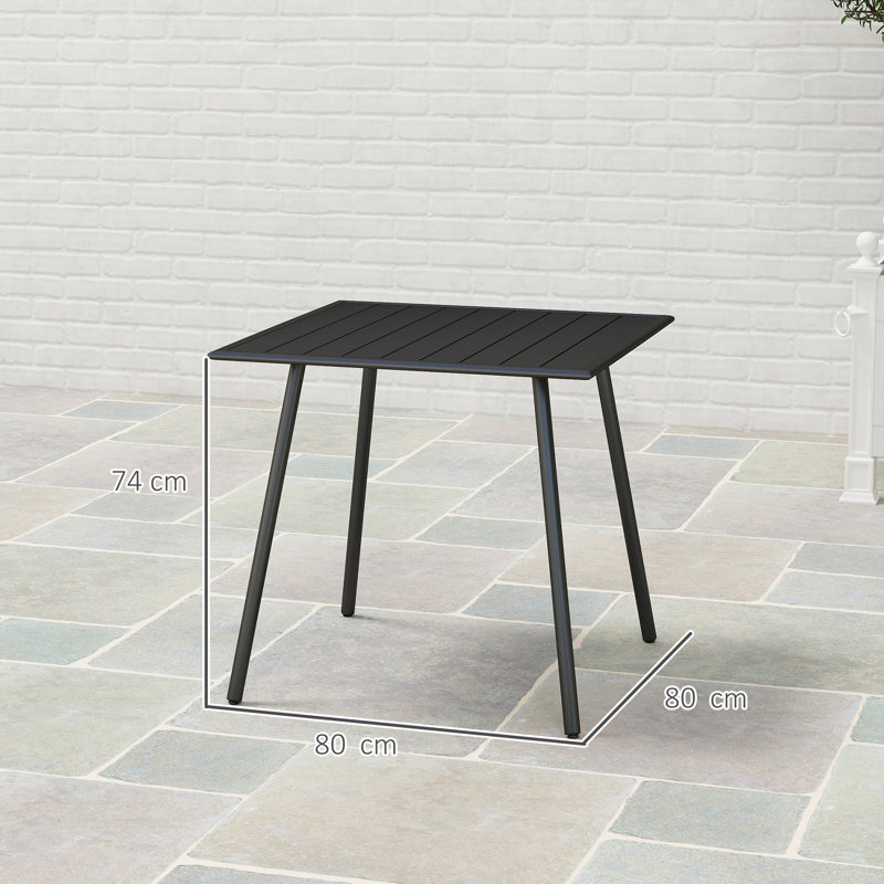 Square with Slat Top 80*80*74 cm Steel 1 Piece Dining Table Black Seats Up to 4