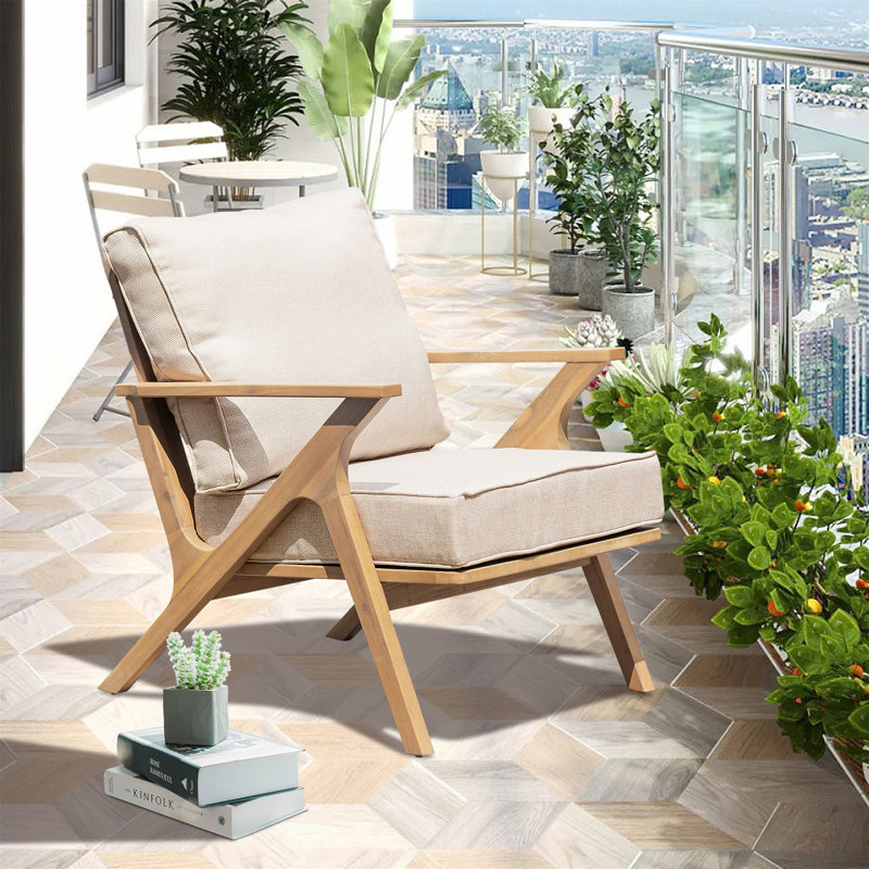 Ensemble de 2 fauteuils de patio et 2 canapés d'extérieur en bois d'acacia